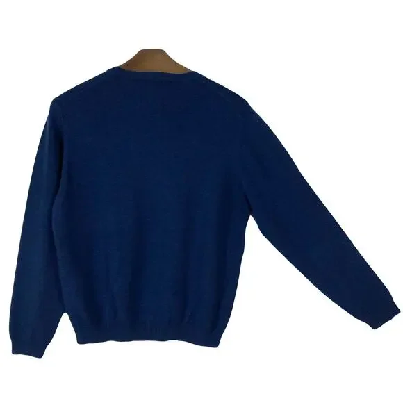 NWOT BROOKS BROTHERS Sweater Men M Navy Merino-Wool V-Neck Long-Sleeve - Picture 3 of 9